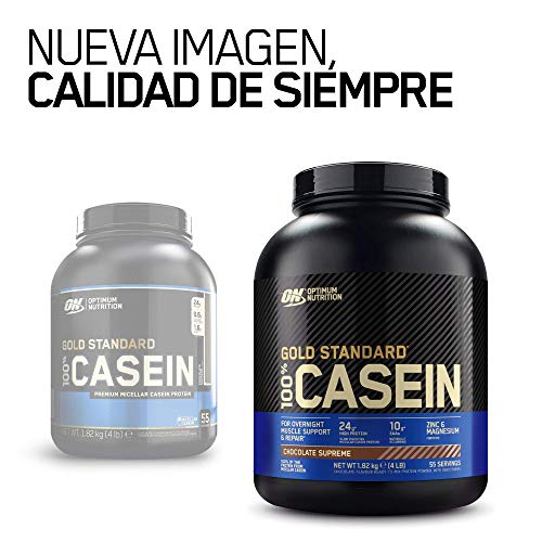 Optimum Nutrition ON Gold Standard Casein, Proteinas de Caseina en Polvo con BCAA Aminoacidos Esenciales, Zinc y Magnesio en Polvo, Chocolate, 55 Porciones, 1,82 kg, Embalaje Puede Variar