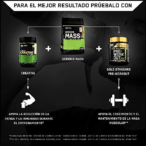 Optimum Nutrition ON Serious Mass Proteina en Polvo Mass Gainer Alto en Proteína, con Vitaminas, Creatina y Glutamina, Chocolate Mantequilla de Cacahuete, 16 Porciones, 5.45kg, Embalaje Puede Variar