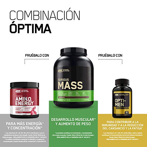 Optimum Nutrition ON Serious Mass Proteina en Polvo Mass Gainer Alto en Proteína, con Vitaminas, Creatina y Glutamina, Fresa, 16 Porciones, 5.45kg, Embalaje Puede Variar