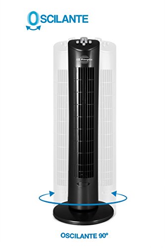 Orbegozo TW 0800 Ventilador de Torre con Temporizador, Bandeja para Esencias, 3 Velocidades, Movimiento Oscilante y 60W, 60 W, 200 Decibelios, Multicolor