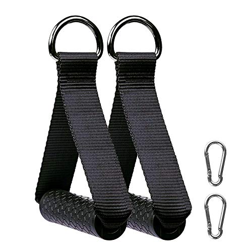 OurTop Mango de Resistencia para Ejercicios, 2 Piezas Asas de Resistencia Espuma Asas de Repuesto para Correa de Ejercicios Nylon Cuerda Tríceps Manija, 2 Piezas Mosquetón