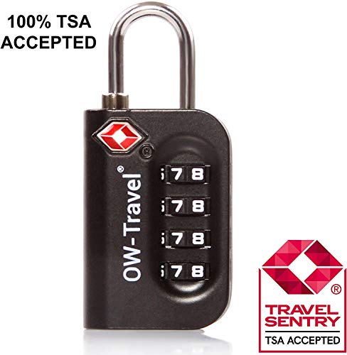 OW-Travel Candado maleta TSA Anti robo. Candado numerico 4 Digitos. Candado Combinacion Taquilla. Candados para mochilas y maletas. Candado Taquilla Gimnasio. TSA Candado seguridad equipaje Negro 2