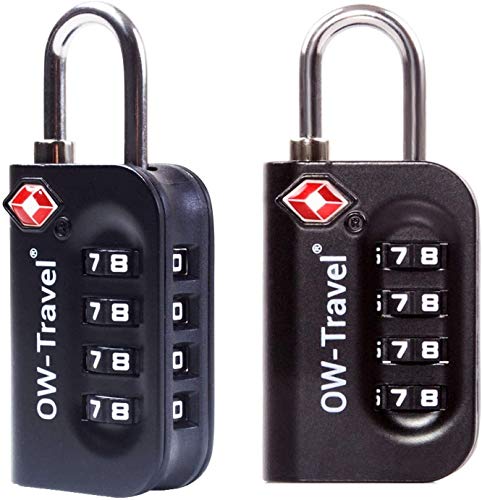 OW-Travel Candado maleta TSA Anti robo. Candado numerico 4 Digitos. Candado Combinacion Taquilla. Candados para mochilas y maletas. Candado Taquilla Gimnasio. TSA Candado seguridad equipaje Negro 2