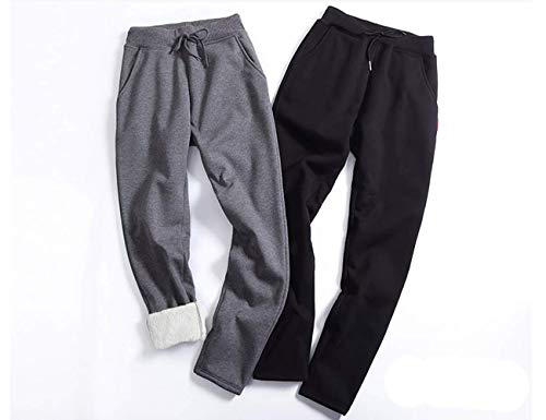 Pantalones térmicos de correr para mujer con cordón, pantalones de senderismo forrados, leggings deportivos con forro polar interior, pantalones de chándal con bolsillo gris M