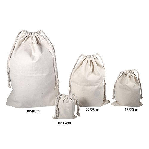 Paquete de 6 Bolsas de Algodón Con Cordón, Bolsa de Lavandería Con Cordón de Algodón Para El Hogar, Bolsa Plana Para Viajes, Uso Doméstico (22 * 28 Cm)