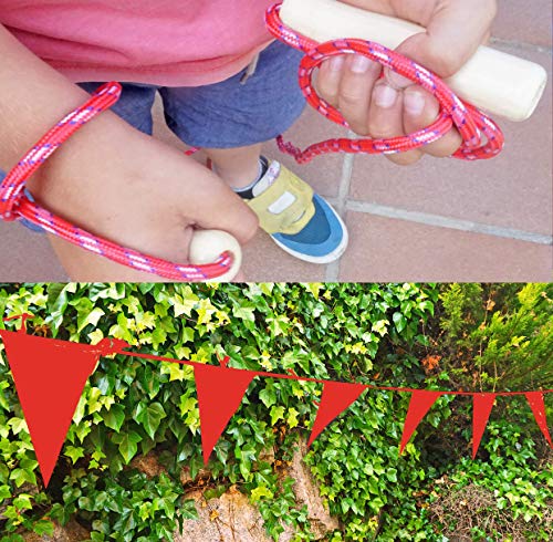 Partituki Pack de 10 Cuerdas para Saltar. Combas con Mango de Madera y una Guirnalda de 10 m. Ideal para Juegos al Aire Libre y Detalles de Cumpleaños Infantiles.