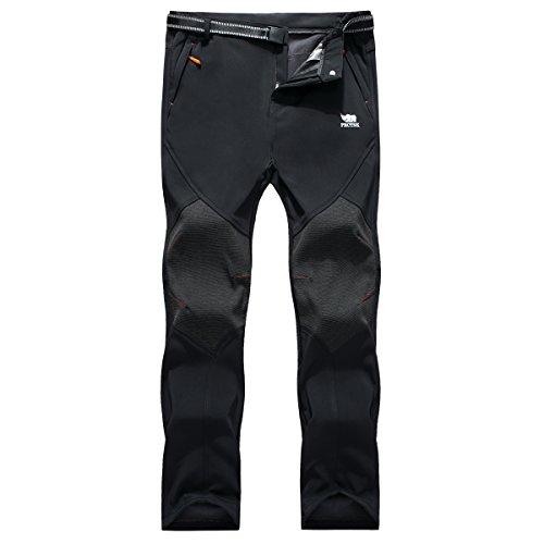 PECTNK Los Pantalones al Aire Libre de los Hombres Que Son de Fleece Impermeable de c¨¢scara Blanda 815A Negro M