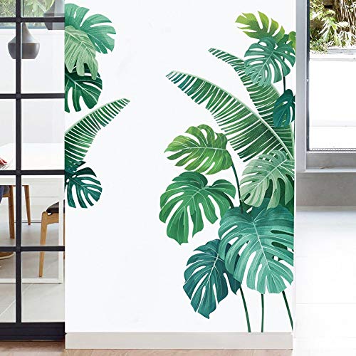 Pegatina de pared, Planta tropical Hoja de tortuga Etiqueta de la pared Playa fresca Palm Leave Art Decal Puerta Decoración de la pared para la sala de estar Cocina Decoración para el hogar 60 * 90 cm