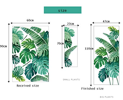 Pegatina de pared, Planta tropical Hoja de tortuga Etiqueta de la pared Playa fresca Palm Leave Art Decal Puerta Decoración de la pared para la sala de estar Cocina Decoración para el hogar 60 * 90 cm