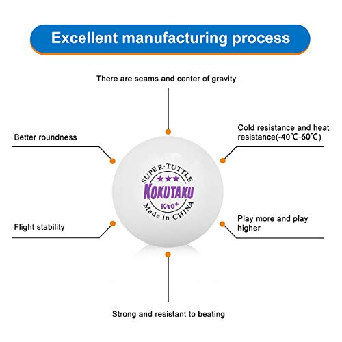 Pelotas de ping pong 3 estrellas blanco/naranja, juego de pelota de tenis de mesa K40 profesional, ideal para niños adultos, entrenamiento al aire libre en interiores (10 pcs)