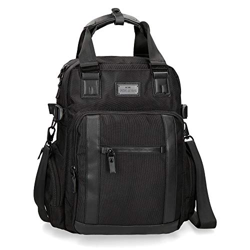 Pepe Jeans Allblack Mochila Adaptable con bandolera para Portátil 13,3" Negro 28x41x16 cms Poliéster 18.37L