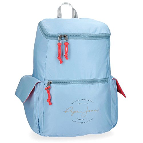 Pepe Jeans Yoga Mochila Adaptable para Portátil 15,6" Azul 33x44x19 cms Poliéster 25.92L