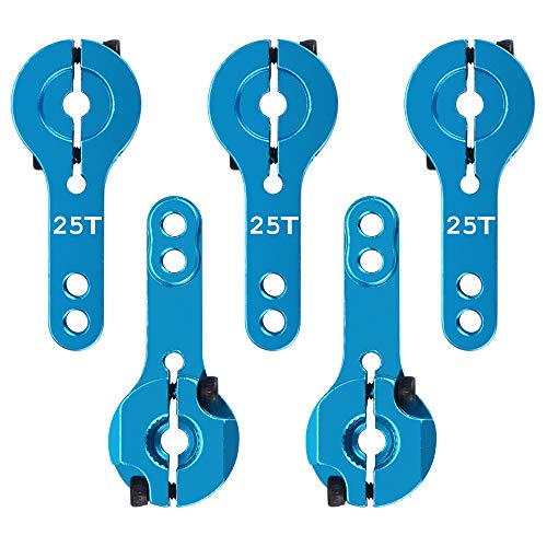 PERFETSELL 5 Pcs Brazo Servo RC 1/10 25T Brazo Servo Aluminio 25T Servo Arm Horn Servo CNC Aluminum 25T Dientes Servo Cuerno de Metal para Futaba / Ace MG Servo RC Car, Accesorio (Azul)