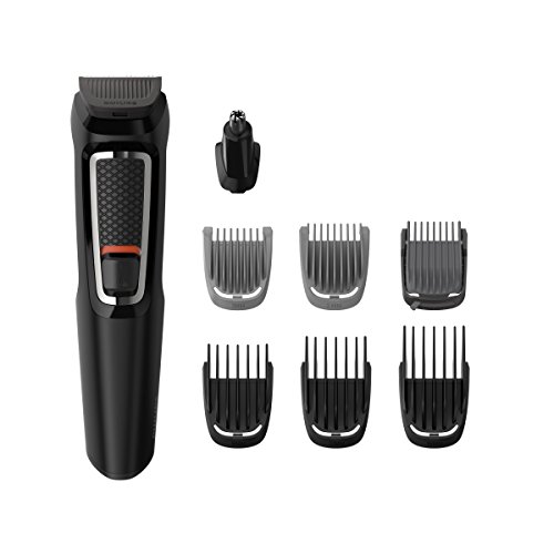 Philips MG3730/15 Recortadora para barba y pelo, 8 en 1, accesorios para nariz y orejas, cortapelos cara, y cabeza, 60 minutos de autonomía, Negro