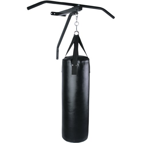 Physionics Saco de Boxeo con Barra de Tracción - Saco: (ØxH) 28x83cm / 19kg de Peso, Barra: de Acero / 83 cm de Ancho - Pull Up Bar, Barra de Tracción, para Dominadas, Musculación