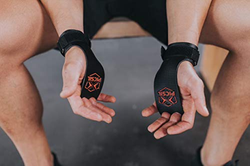 PICSIL Calleras RX Carbon para Cross Training 2 Agujeros Agarre y Protector de Mano o Guantes para Gimnasia Unisex para Hombres y Mujeres en Deportes de Fitness Calistenia Halterofilia (Talla S, Rojo)