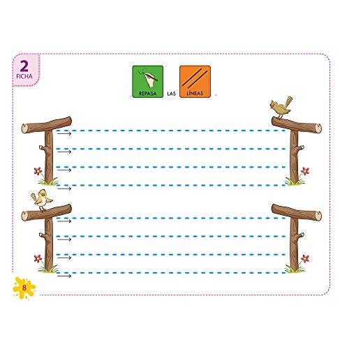 Pictocuaderno De Grafomotricidad 4: Trazado Líneas Horizontales, verticales y Onduladas | Material Aprender A Escribir | Incluye Más De 50 fichas | Editorial Geu (Educación Infantil)