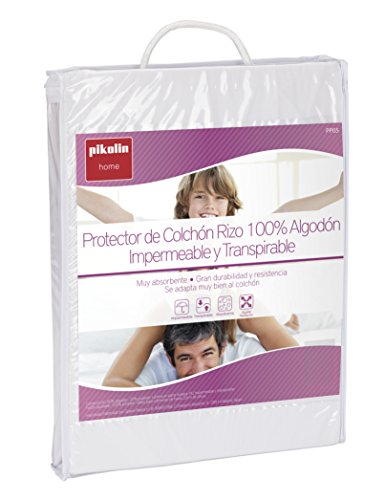 Pikolin Home - Protector de colchón en rizo algodón, impermeable y transpirable, 90x190/200cm-Cama 90 (Todas las medidas)