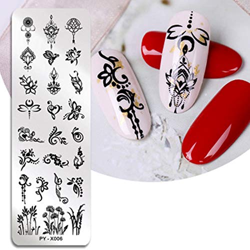 Plantillas Estampado Esmalte Uñas Nail Art Conjunto Plantillas Estampado Esmalte Uñas Nail Art Patrón Stamping Plantillas Acero Inoxidable Uñas Placas de Stamping Estampacion para Bricolaje Manicura