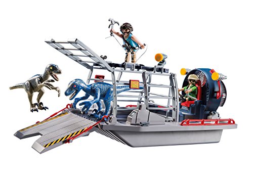 PLAYMOBIL Dinos Hidrodeslizador con Jaula, Flotante, a Partir de 4 Años (9433)