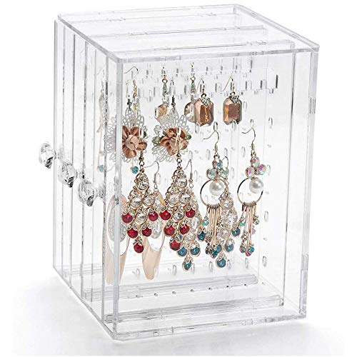 Plegable Acrílico Soporte de la Joyería, Sostenedor Del Pendiente - 3 Drawers, Caja de Pendientes 216 Agujeros Caja de Almacenamiento de Joyería de Acrilico Transparente Caja Organizador de Joyas