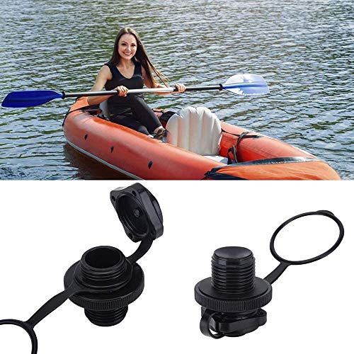 POFET - 5 tapones inflables de aire en espiral para barco o boston de repuesto para inflado de una sola dirección, válvula Boston de goma para colchonetas de barco o piscina, color negro