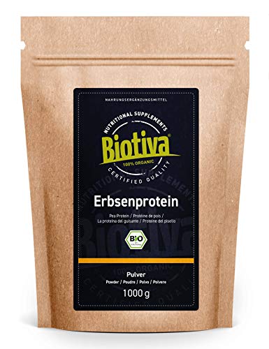 Polvo de guisante orgánico 1 kg - contenido de proteína del 83% - 100% aislado de proteína de guisante - libre de gluten, soja y lactosa