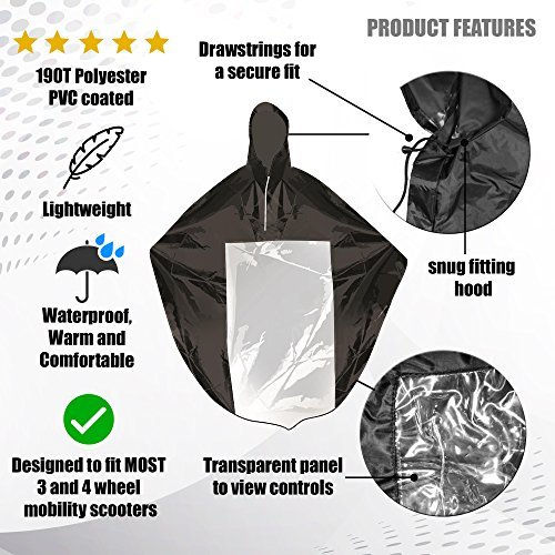 Poncho de Lluvia Universal para Scooter de Movilidad y Silla de Ruedas Eléctrica con Capucha y Panel Transparente - Impermeable, a Prueba de Viento y Ligero - Resistente, Durable y Fácil de Plegar.