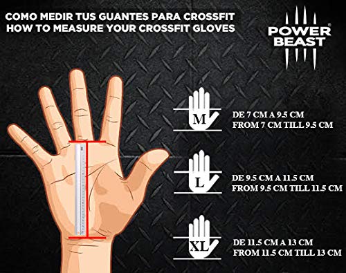 Power Beast Calleras Crossfit | 2 en 1 Guantes Sin Dedos y Muñequeras | Pesas, WOD, Gimnasio, Fitness, Calistenia, Musculación, Halterofilia, Dominadas | Protección Manos y Muñecas. Unisex | 1 Par (L)