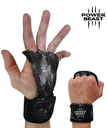 Power Beast Calleras Crossfit | 2 en 1 Guantes Sin Dedos y Muñequeras | Pesas, WOD, Gimnasio, Fitness, Calistenia, Musculación, Halterofilia, Dominadas | Protección Manos y Muñecas. Unisex | 1 Par (L)