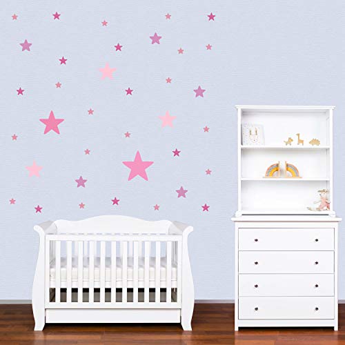 PREMYO 36 Estrellas Pegatinas Pared Infantil - Vinilos Decorativos Habitación Bebé Niña - Fácil de Poner Rosa Pastel