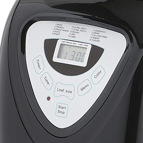 Princess 152009 Panificadora Completamente automática óptimo para dietas Especiales y alergias, Gluten, 15 programas, Temporizador Digital, Capacidad de 900 Gramos, Negra, 18/8 Stainless Steel, Negro