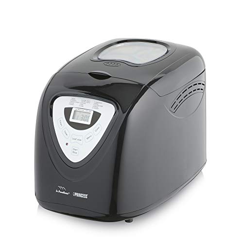 Princess 152009 Panificadora Completamente automática óptimo para dietas Especiales y alergias, Gluten, 15 programas, Temporizador Digital, Capacidad de 900 Gramos, Negra, 18/8 Stainless Steel, Negro