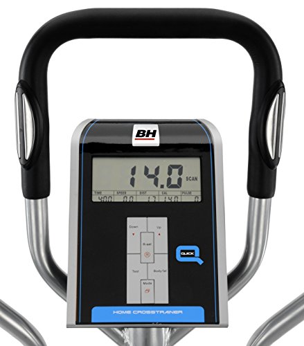 PROACTION Bicicleta Elíptica BH Quick. Sistema inercial 8kg. Freno magnético. Zancada 36cm. Distancia Entre Pedales 18cm. Monitor LCD. Blanco Gris. BH Fitness G233N