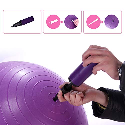 PROIRON Fitness Pelota de Ejercicio - Bola Suiza con Bomba de Inflado,Bola de Yoga antirrebote y Antideslizante,Bola de Equilibrio para Gimnasio Pilates Gimnasio de Yoga Púrpura 75cm