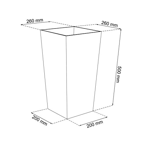 Prosperplast Macetero Urbi 50 cm Alto plástico Fower Pot con Interior Liner, 7 Colores, Blanco, 50 cm