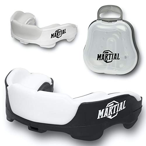 ¡Protector bucal Martial Premium para una respiración Ideal! Protector bucal Perfectamente Ajustable con Caja de Transporte. para Artes Marciales, MMA, Boxeo, Kickboxing, Hockey, fútbol - Adultos