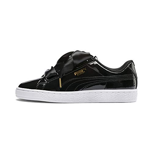 PUMA Basket Heart Patent Wn'S, Zapatillas Mujer, Negro Black Black, 39 EU