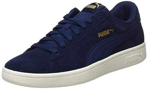 PUMA Smash v2, Zapatillas Unisex Adulto, Azul (Peacoat-Gold-Whisper White), 42.5 EU