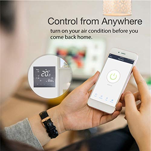 Qiumi Termostato WiFi inteligente controlador de temperatura para calefacción por suelo radiante eléctrico funciona con Amazon Alexa Google Home 16A 220V Innovación Panel cepillado(Brillo ajustable)