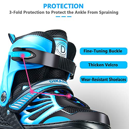 QYTK Hijo y Adolescentes Profesional Patines en Línea con luz Completa LED Ruedas, Patines (27-41) Tamaño Ajustable Flashing Roller Blades para niños y Niñas,Negro,Large 37~41