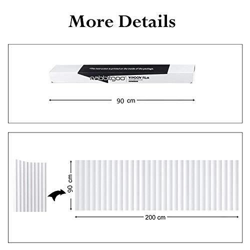 rabbitgoo Pegatina de Ventanas Autoadhesiva Pegatina Privacidad Efecto 3D Decorativa para Cristal Electrostática Control de Calor Anti UV 3 pies por 6.5 pies 90x200CM