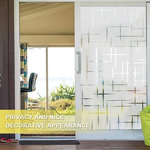 rabbitgoo Vinilos para Ventanas Privacidad Laminas Vinilo Cristal Pegatina Anti 96% UV Calor Translucido Película Fácilmente Adhesiva Decorativa Reutilizar para Baño Cocina Oficina 44.5x200CM