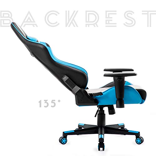 Racing Silla Gamer, IntimaTe WM Heart Silla Gaming de Ergonómica, Silla con Reposacabeza Apoyo y Cojín Lumbar, Cuero Sintético PU, para Los Jugadores de PC Gamer (Azul)