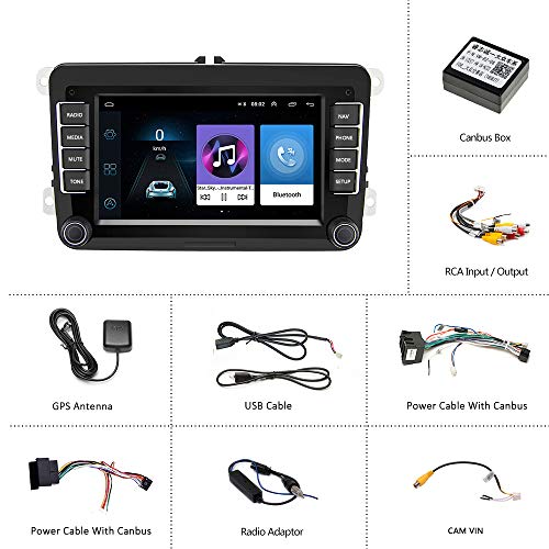 Radio de Coche 2 DIN 7"Android 8.1 Reproductor Multimedia de Coche Estéreo de Coche WiFi Navegación GPS Autoradio para Skoda V/W Passat B6 Polo Golf