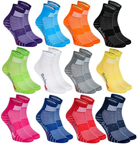 Rainbow Socks - Hombre Mujer Calcetines Deporte Colores de Algodón - 12 Pares - Multicolor - Talla 39-41