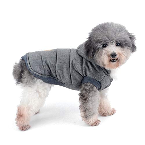 Ranphy Chaquetas de forro polar de algodón para perros pequeños, con capucha para cachorro, gato, abrigo de invierno de 2 patas trajes con capucha, chaleco suave, ropa para chihuahua, caniche