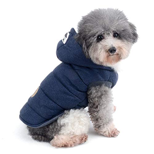 Ranphy Chaquetas de forro polar de algodón para perros pequeños, con capucha para cachorro, gato, abrigo de invierno de 2 patas trajes con capucha, chaleco suave, ropa para chihuahua, caniche