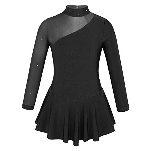 ranrann Vestido de Ballet Niña Maillot de Danza Ballet para Niña Tutú Vestido de Patinaje Artístico Disfraz de Bailarina Leotardo de Gimnasia Rítmica Body de Yoga Baile Negro 12 años