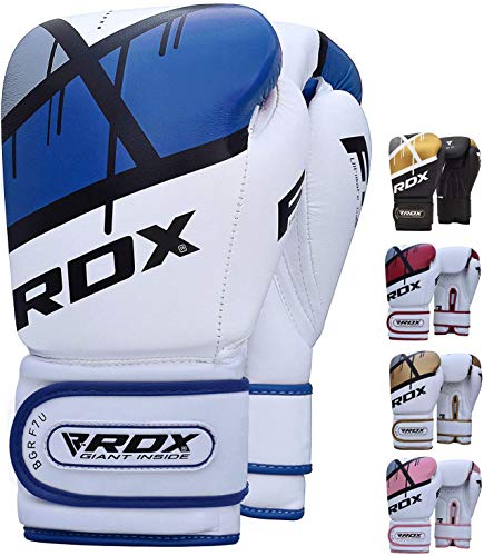 RDX Guantes de Boxeo para Entrenamiento y Muay Thai | Maya Hide Cuero Mitones para Kick Boxing, Sparring | Boxing Gloves para Combate Training, Saco Boxeo